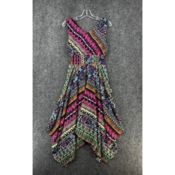 Rabbit Rabbit Rabbit Midi Asymmetrical Dress Women’s 6 V Neck Boho Festival - Picture 3 of 13